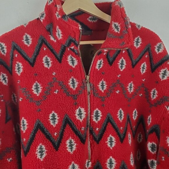 Tsunami 1/2 Zip Fleece Pullover Shirt Men Medium Red Black Aztec Chevron Outdoor - Picture 12 of 16
